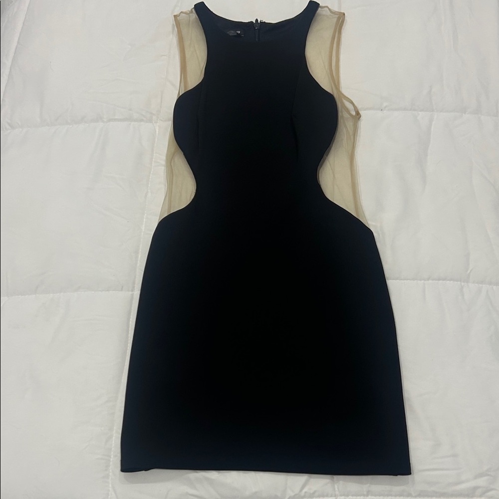 bebe Black and Cream Backless Dress